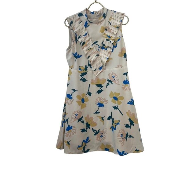 Asos A Line Dress Floral Pleated Yoke Ladies Size 8 Sleeveless - Picture 1 of 7